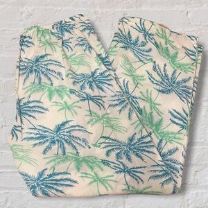 Roberta Roller Rabbit White Blue Green Palm Tree Cotton Pajama Pants Bottoms